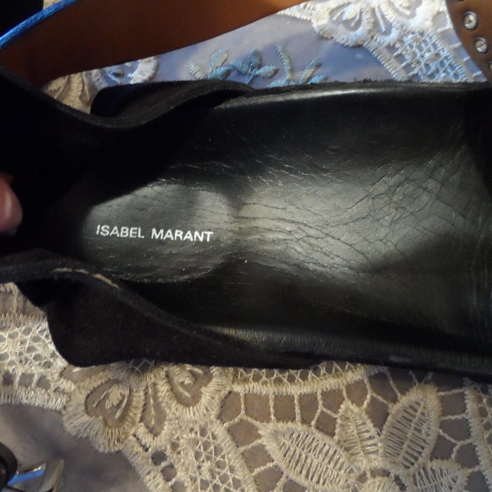 Isabel Marant Black/Beige "Layne" Studded Leather Sandals Size EU 36 - US 6 - Picture 6 of 16